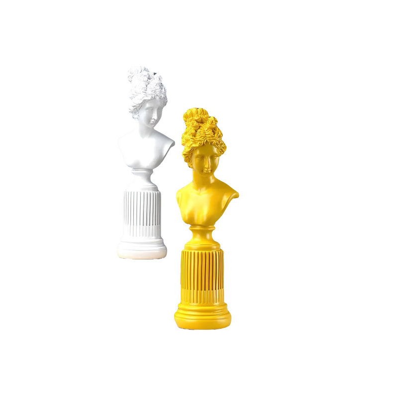 Ensemble de charmants objets décoratifs (2 pièces), jaune et blanc, 3,5 po x 6,7 po x 3,5 po | 100% polyester, décoration élégante pour le salon et le bureau | Parfait pour les espaces modernes et contemporains
