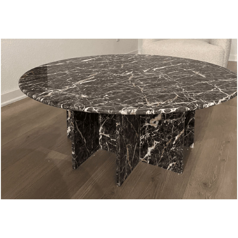Table basse ronde en marbre véritable - marbre St Laurent