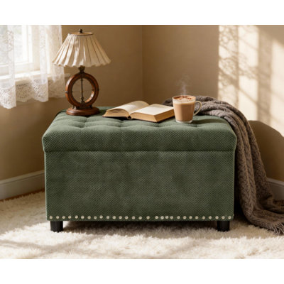 Storage Ottoman, Tufted Footstool, Nailhead Trim Ottoman, Square Storage Ottoman, Upholstered Coffee Table, Bedroom Storage, Living Room Accent