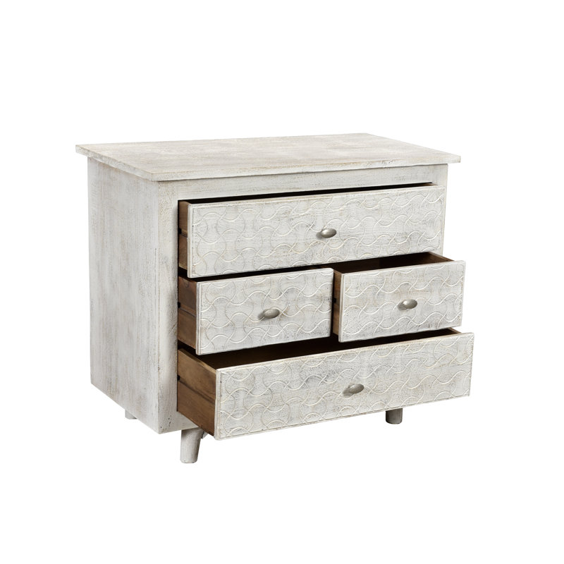 Messara 36'' W Solid Wood Nightstand, White Wash