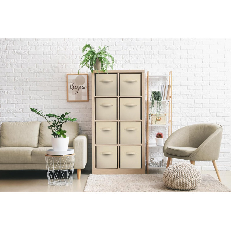 Ensemble de cubes de rangement en tissu, 8, Beige