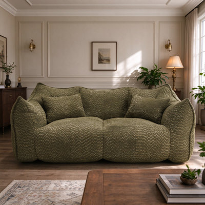 Canapé à fauteuil à 2 places compressé, canapé rembourré de mousse avec accoudoirs et coussins, fauteuil de salon en mousse à mémoire de forme sans assemblage