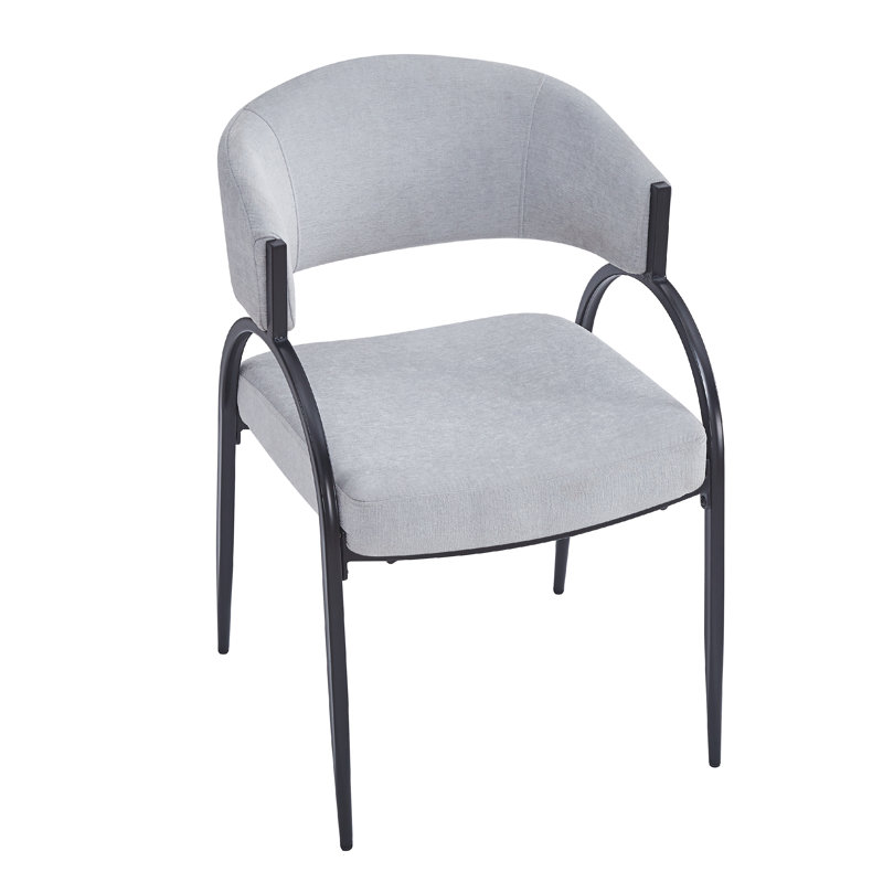 Aadian 19.75'' H Fabric Upholstered Metal Side Chair, Gray