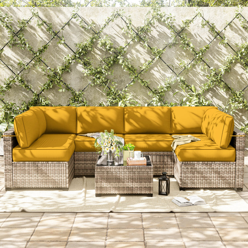 Ensemble de 14 coussins de remplacement pour siège / dossier (l 26 po x P 26 po), Jaune, 26" L x 26" W x 5" H