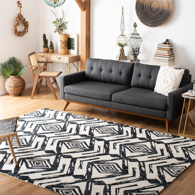 Kavin Hand Tufted Wool And Cotton With Latex Southwestern Rug, Rectangle 5' x 8'