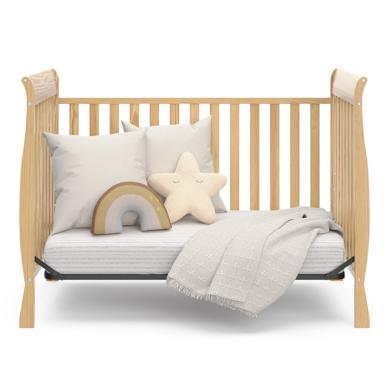 Natural Wood 3-in-1 Convertible Sleigh Crib