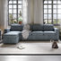 Upholstered L-shaped Corduroy Sectional Sofa 4-Seat with Storage and Ottoman