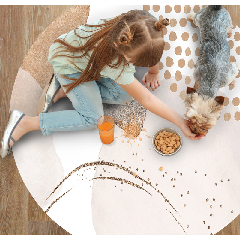 Desaulniers Vinyl Machine Printed Area Rug, Round 150cm