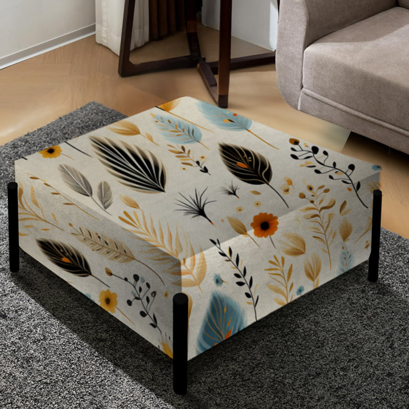 Grand repose-pieds carré à motif floral bohème Earthy Elegance IV