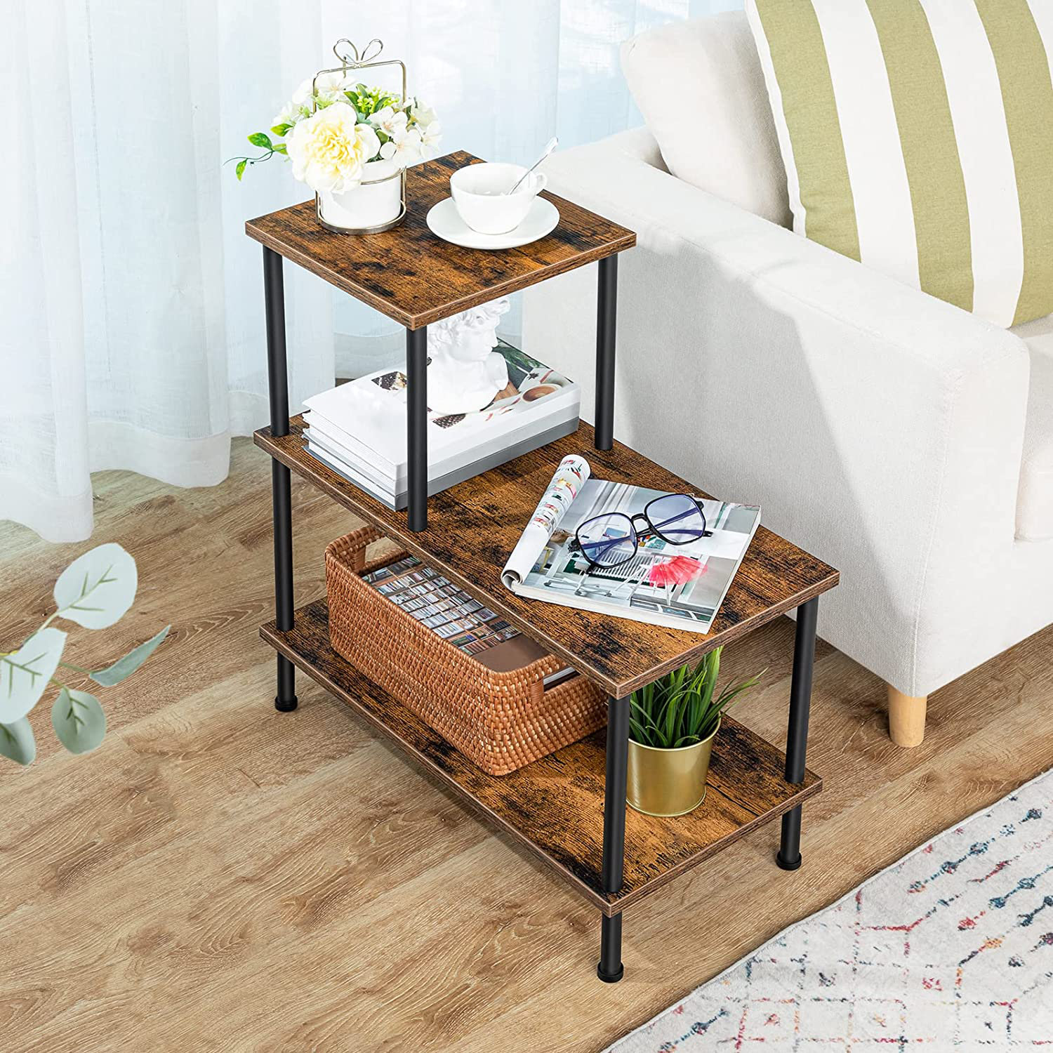 Skinny end table store with drawer