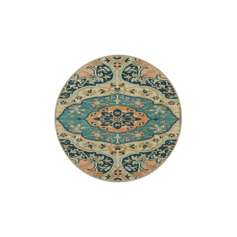 Black Green Floral Traditional Woven Base Washable Carpet, Rectangle 2'4" x 4'