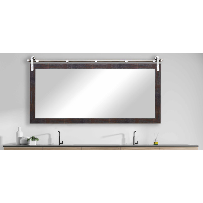 Miroir de salle de bain, Laiton acier industriel, 30,5 po x 51,5 po