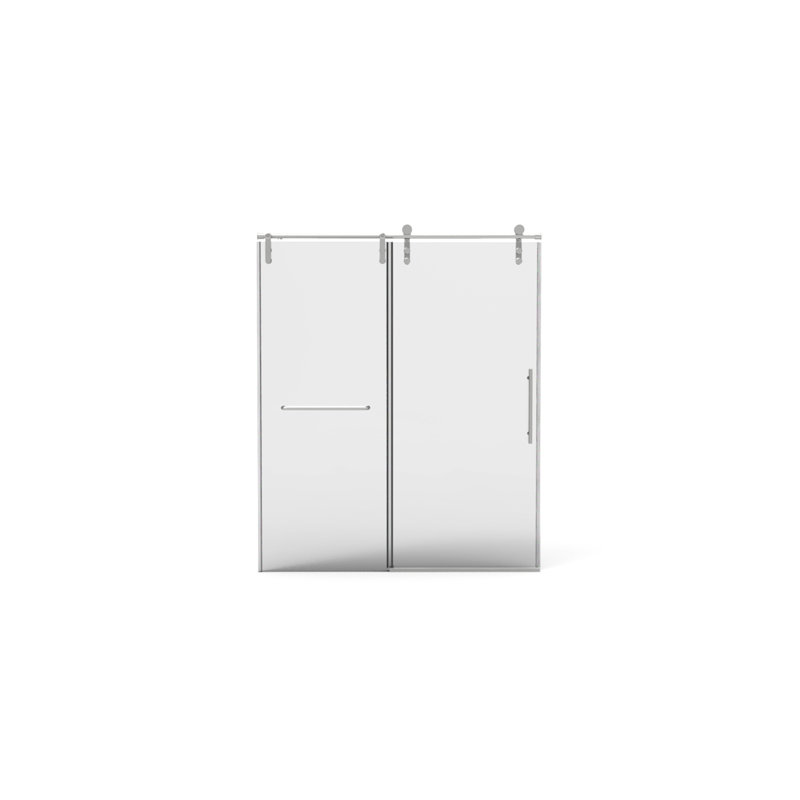 8Mm Tempered Glass Shower Enclosure, 56"-60"W X 70"H Sliding Door, Brushed Nickel, Towel Bar, Double Side Clean Coat And Buffer Refined Sliding, Clean, Bathroom Waterproof Option
