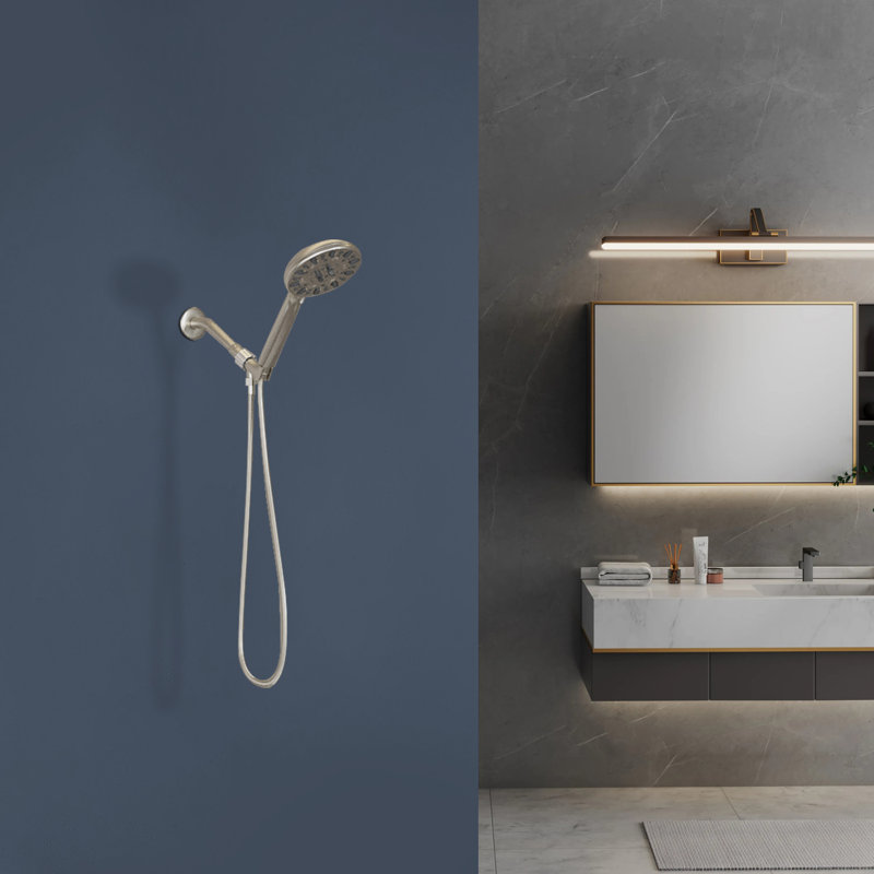 Topcraft Wall Mount Multi-Function Hand Showerhead, Brushed Nickel