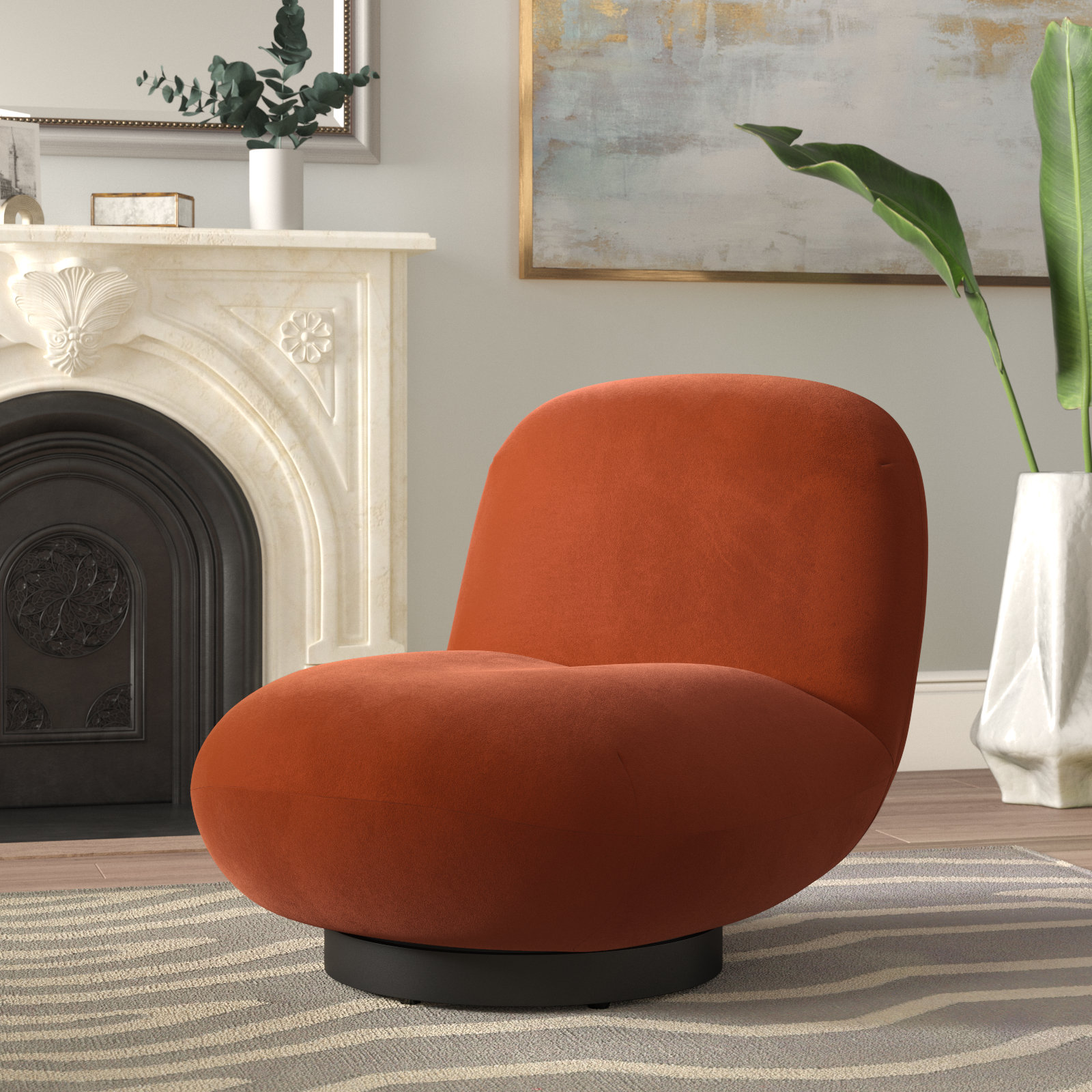 Slipper Chair, Rust Velvet