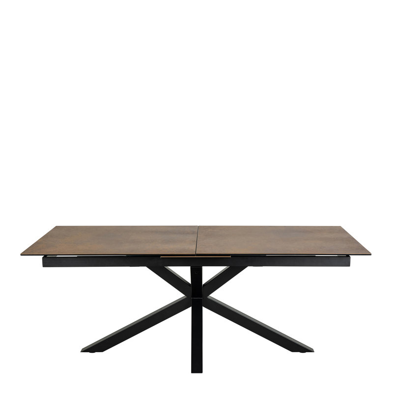 Harrisonburg Extendable Metal Base Dining Table, Brown, 76cm H x 100cm W x 240cm L