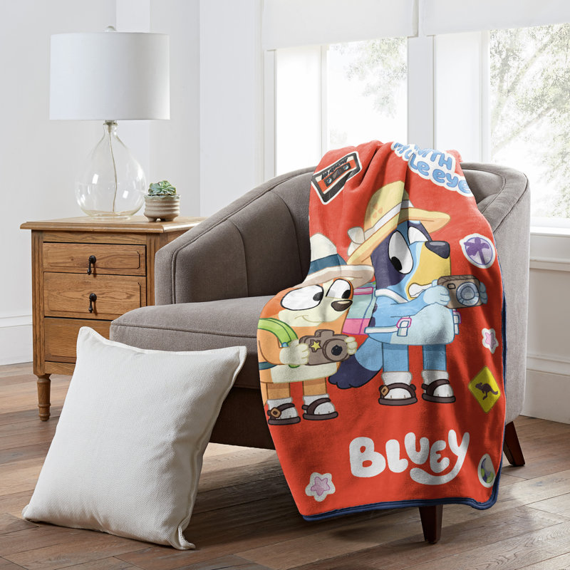 Bluey Road Trip Red and Multicolor Silk Touch Throw Blanket