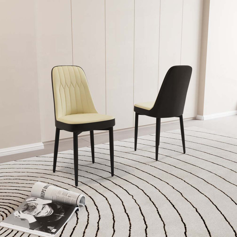 Chaises de salle à manger en similicuir, Beige/noir
