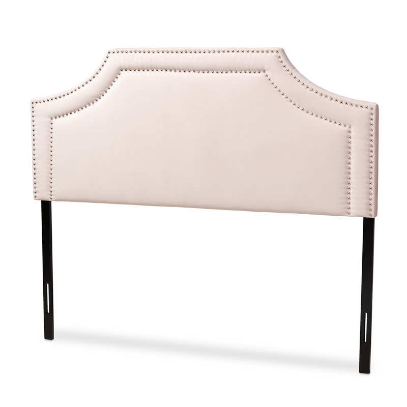 Tête de lit tapissier en velours Meichele, Grand, Rose clair