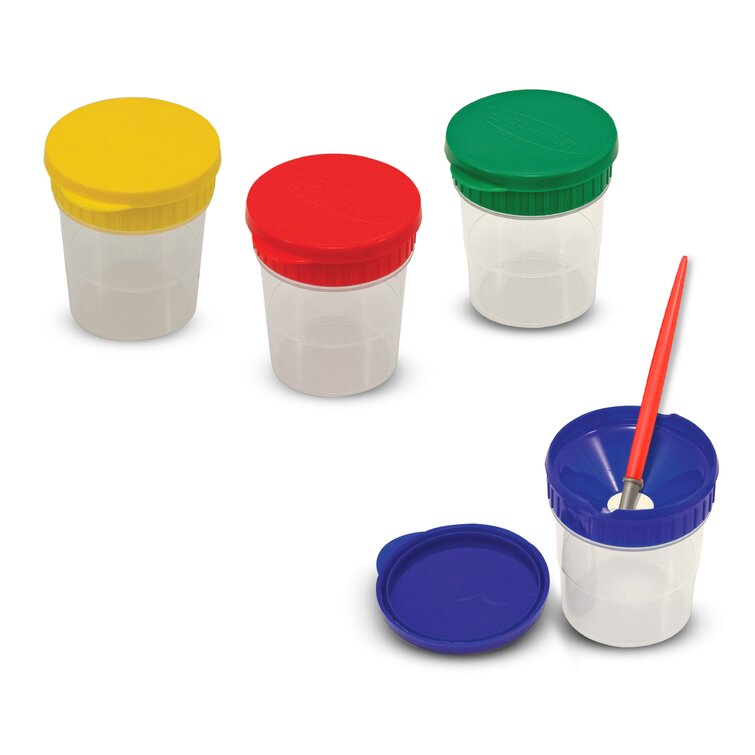 12-Pack Spill Proof Paint Cups with Lids, 4 Assorted Colors Palette