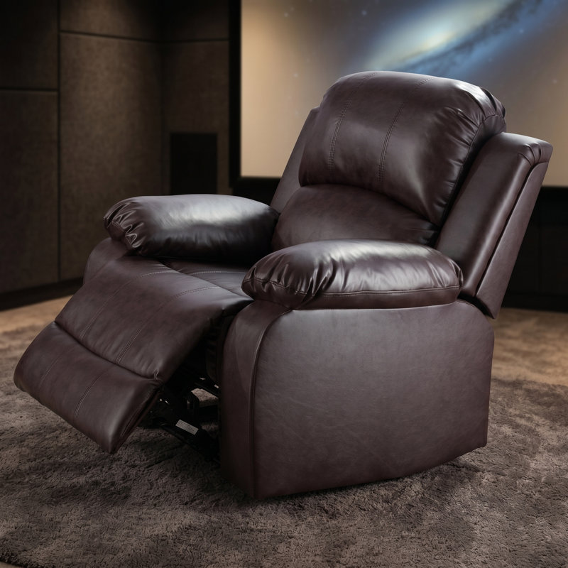 Fauteuil inclinable ergonomique en similicuir brun foncé, canapé inclinable simple pour salle familiale