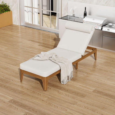 Chaise longue d'extérieur avec coussin de tête et dossier réglable