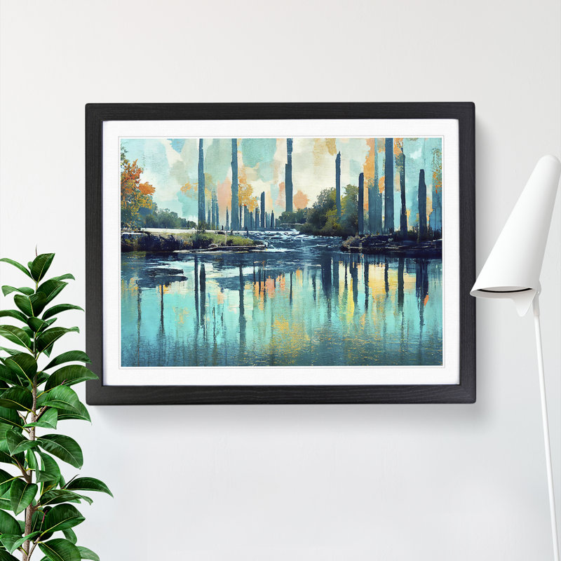Abstract River Art Vol.2 - Framed Print, Black, 46cm H x 64cm W x 2cm D