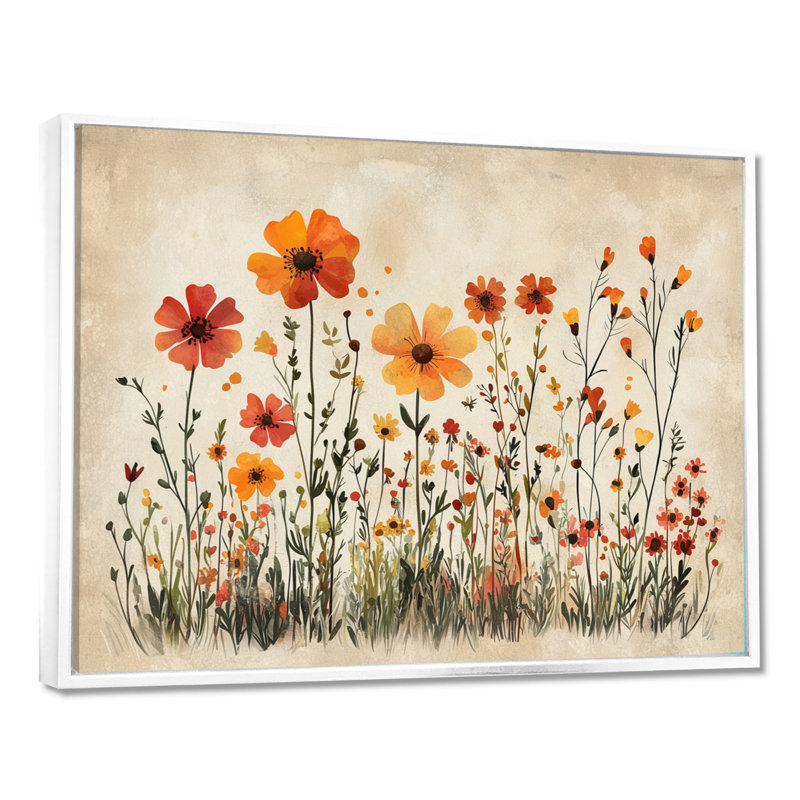 Iverson - Floral Wall Art, 12" H x 20" W, Impression encadrée flottante, Blanc