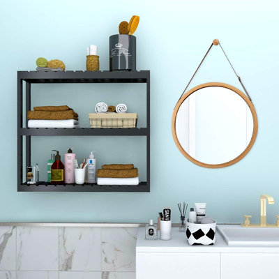 Bamboo Bathroom Shelf 3-Tier (Black)