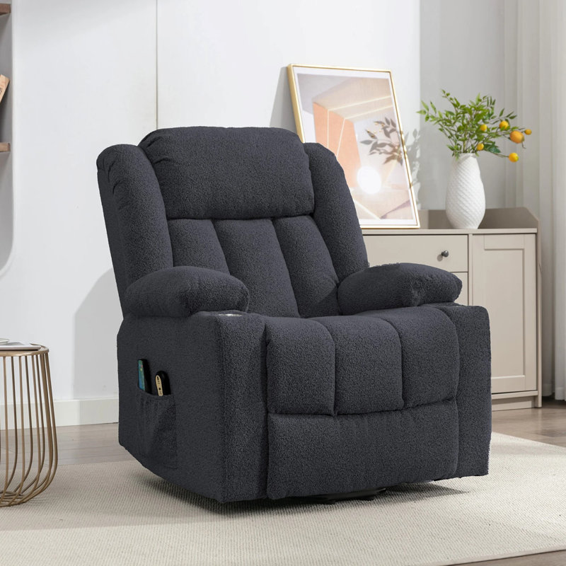Anuhea 87cm Wide Lift Assist Standard Recliner with Massager, Dark Grey