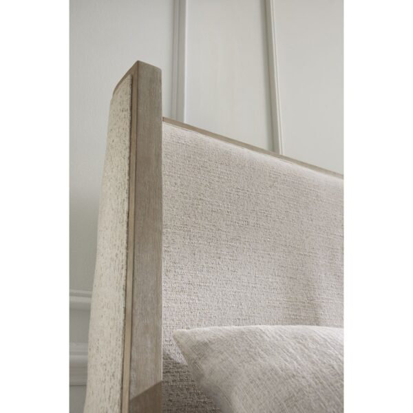 Warner Polyester Upholstered with Solid Poplar Beige Queen Bed, King