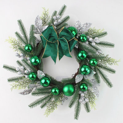20inch Christmas Door Wreath Xmas Wreaths - Winter Wreaths for Front Door Decor Outside Flocked Christmas Wreath Hanging for Wall