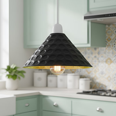 12.5cm H Metal Cone Lamp Shade ( Screw On ) in Black Inner Gold