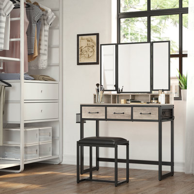Ensemble coiffeuse avec tabouret et miroir Haimes