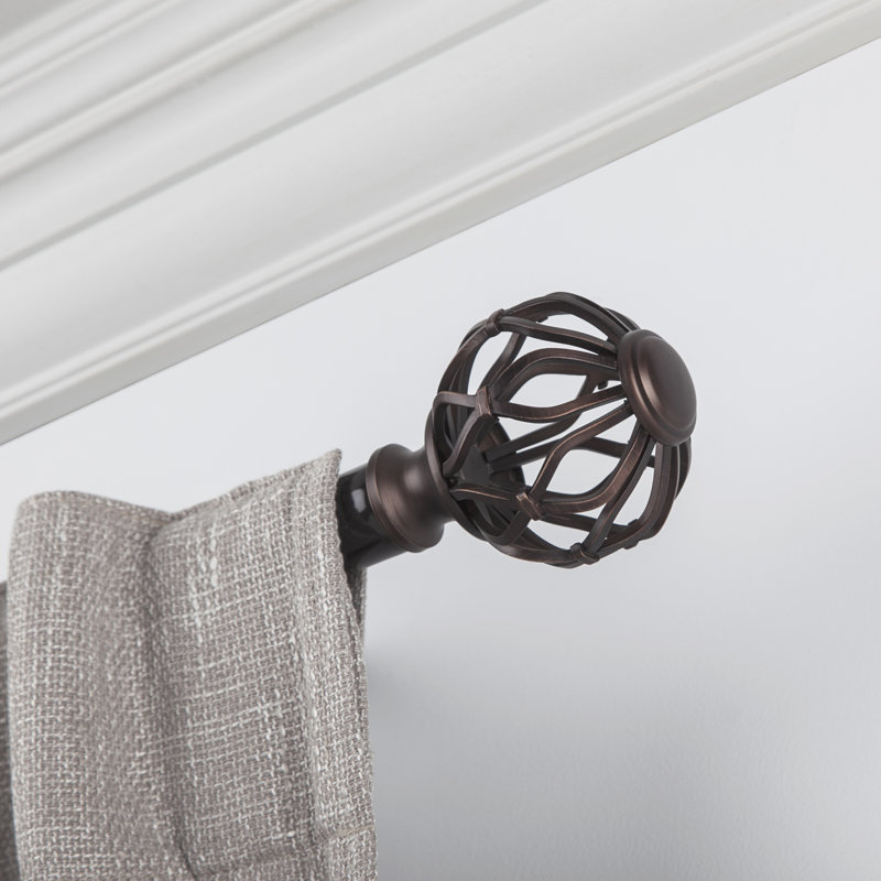Aiden Steel Adjustable Single Curtain Rod, 72" - 144", Bronze