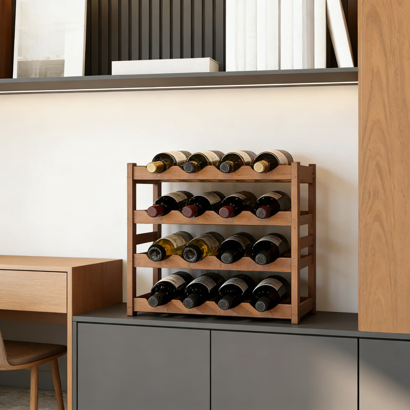 Étagère à vin en bambou sur pied pour armoire à vin, organisateur de support de bouteille de vin à 4 niveaux pour la cuisine, le garde-manger et la salle à manger
