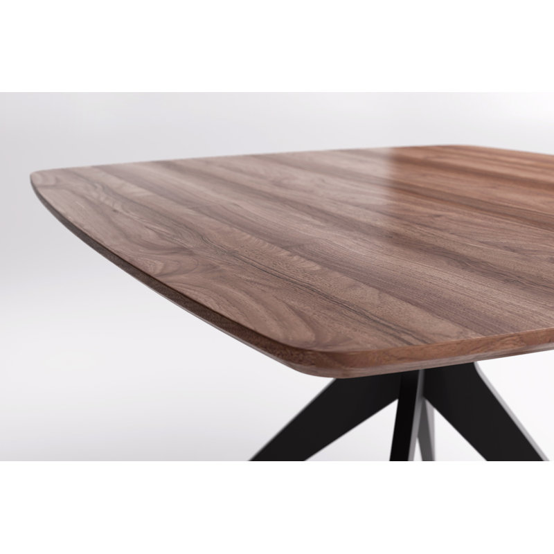 Table de salle à manger Dixson, Noyer, Bois massif