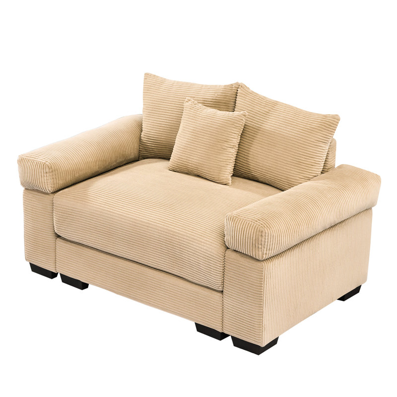 Très grand canapé modulaire en nuage 54,3 po, siège simple, chameau, conception ergonomique, tissu velours côtelé doux, canapé surdimensionné de couleur chameau à configuration flexible