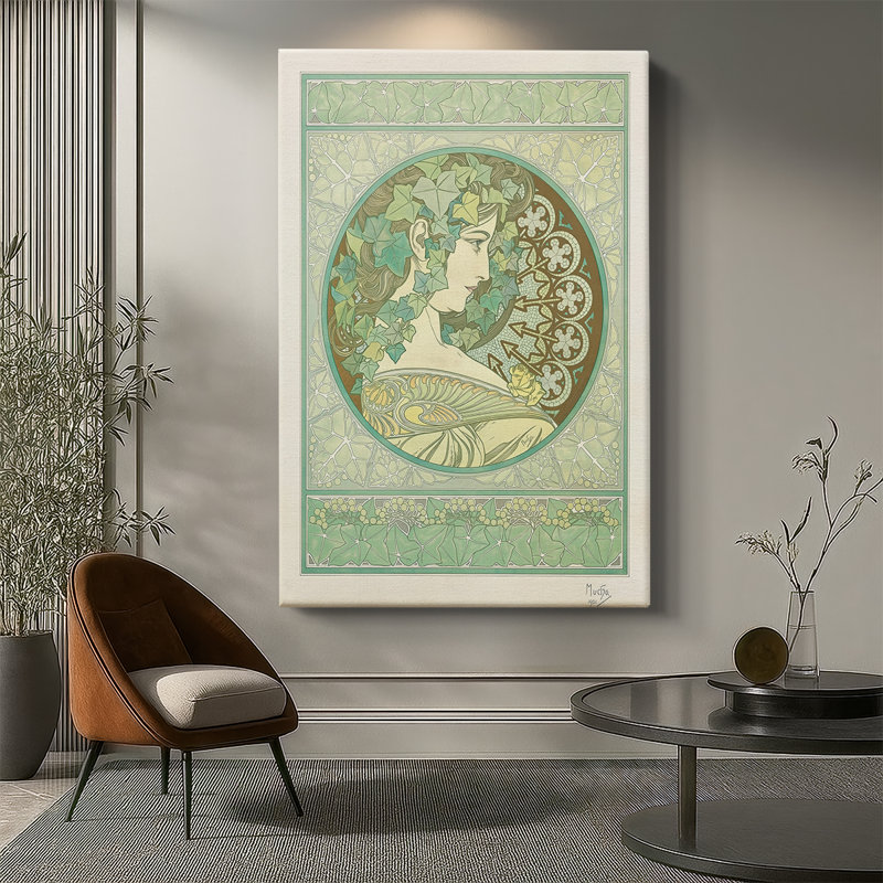 Lierre - toile tendue avec châssis par Alphonse Mucha, 40 po x 60 po