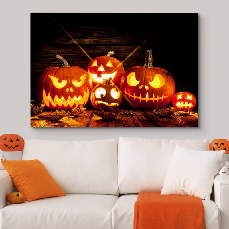 Illustration amusante de citrouilles effrayantes, Halloween, Moody foncé, illustrations d'art moderne, décor de travail