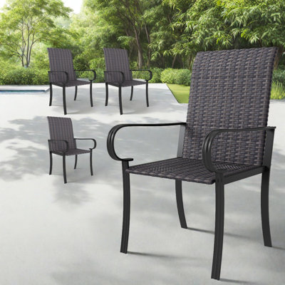 Chaises de salle à manger de confort de patio, fauteuils modernes en rotin d'acier pour la maison