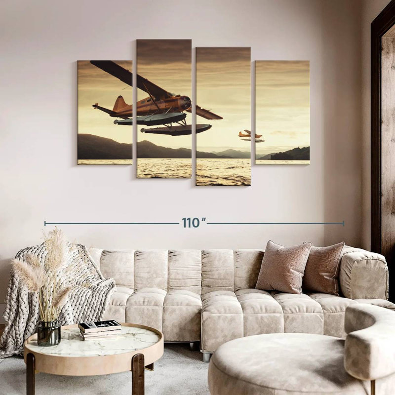 " Float Planes " 4 Piece Art Print, 54" H x 84" W x 1.25" D