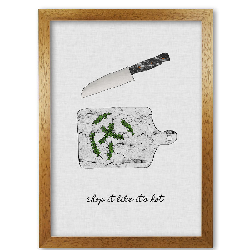 Chop It Kitchen 1 Piece Wall Art, 85 cm H x 60 cm W x 5 cm D, Honey Oak Frame