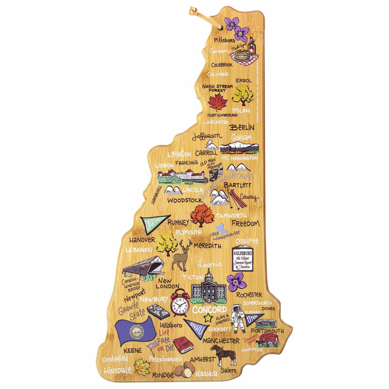 Planche à découper et à servir avec œuvre d'art par Fish Kiss, New Hampshire