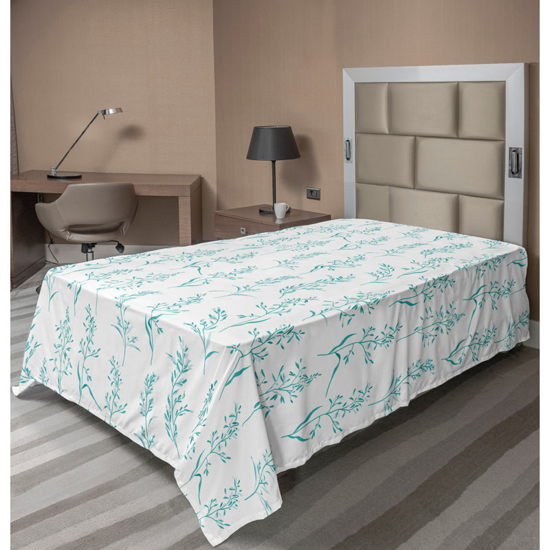 Ambesonne Top Flat Sheet Royal, Twin Flat Sheet, Green Cream Floral 10