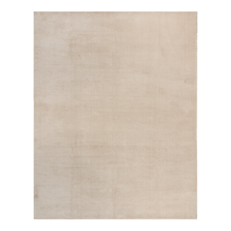 Marrick Tonee Plush Polyester Shag Indoor Area Rug, Solid Beige – Soft Comfort for Living Room & Bedroom