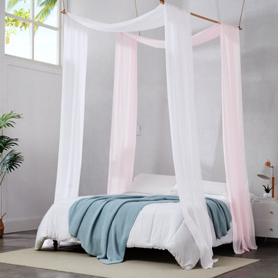 Pair of 2 Chiffon Bed Canopy Curtains in 3 Sizes. Soft Canopy Bed Curtains for Luxurious Bedroom Decor.