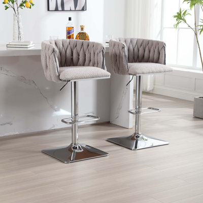Hemington Vintage Bar Stools with Back and Footrest Counter Height Dining Chairs 2PC/SET by Latitude Run