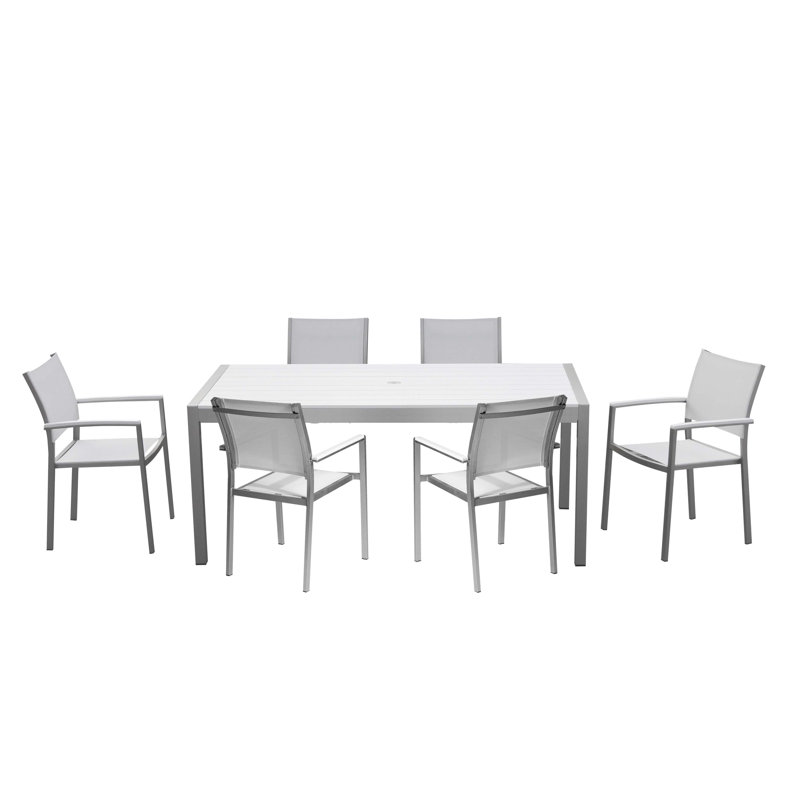 Aynura 11-Piece Aluminum Outdoor Dining & Lounge Set – Patio Furniture Set with Dining Table, Stackable Chairs & Reclining Loungers