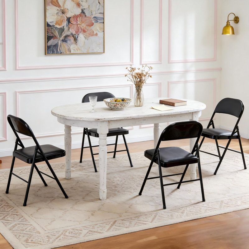 Ensemble de 4 chaises de salle à manger pliables robustes, structure en acier et sièges élégants pour l'intérieur et l'extérieur pour le patio et la maison